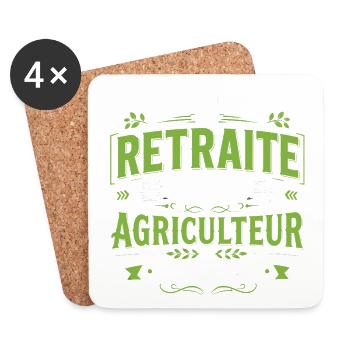 Je suis pas à la retraite je suis agriculteur - Dessous de verre (lot de 4) - blanc - Devant