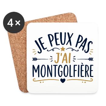 Je peux pas j'ai montgolfière - Dessous de verre (lot de 4) - blanc - Devant
