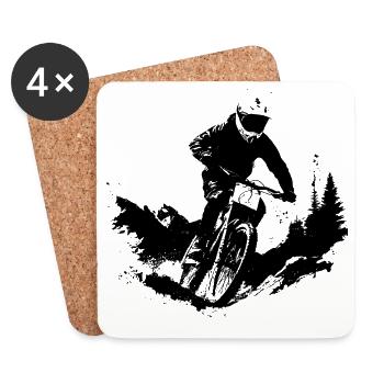 Mountain Biking Sketch - Coasters (set of 4) - white - Front