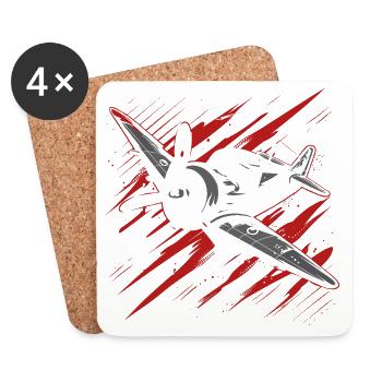 Croquis de l’avion à hélice - Dessous de verre (lot de 4) - blanc - Devant