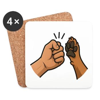 Fist Bump Bond Across Species Animal friend - Coasters (set of 4) - white - Front