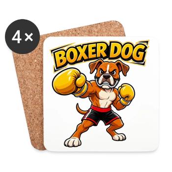 Funny Boxing Boxer Dog Design (Original Design) - Coasters (set of 4) - white - Front