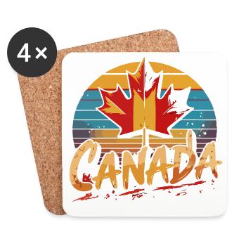 Canada Retro Maple Sunset - Coasters (set of 4) - white - Front