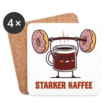 Starker Kaffee - Kaffee & Donuts Fitness - Untersetzer (4er-Set) - Weiß - Vorne