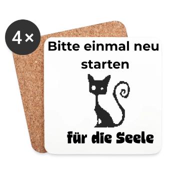 Neustart für die Seele. Katze IT Spruch - Untersetzer (4er-Set) - Weiß - Vorne