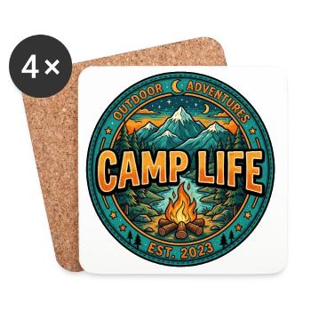 Camp Life – Camping & Outdoor Adventure Design - Coasters (set of 4) - white - Front