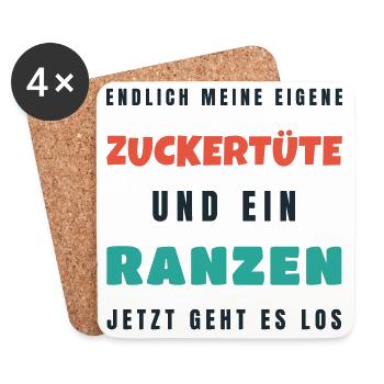 Endlich meine eigene Zuckertüte - Einschulung - Untersetzer (4er-Set) - Weiß - Vorne