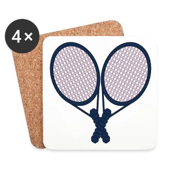 Tennisschläger - Tennis Paar - Untersetzer (4er-Set) - Weiß - Vorne