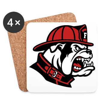 Mascotte du Bulldog des pompiers - Dessous de verre (lot de 4) - blanc - Devant