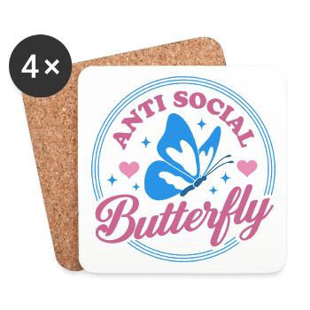 Anti Social Butterfly - Untersetzer (4er-Set) - Weiß - Vorne