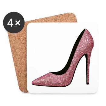 Rosa Glitzer High Heels - Fashion Motiv - Untersetzer (4er-Set) - Weiß - Vorne