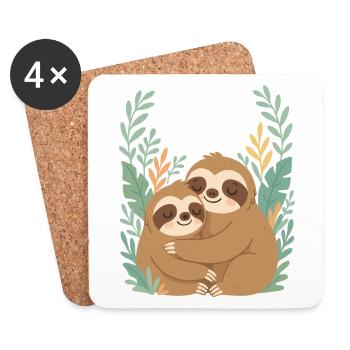 De jolis paresseux se blottissent dans un design de jungle - Dessous de verre (lot de 4) - blanc - Devant