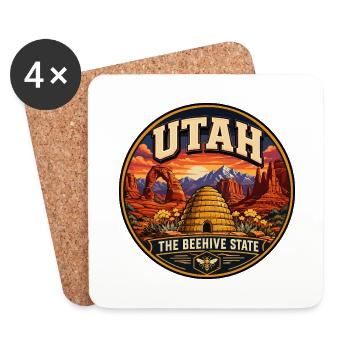 Distintivo ad arco delicato retrò dello Stato degli Alveari dello Utah - Sottobicchieri (set da 4 pezzi) - bianco - Fronte