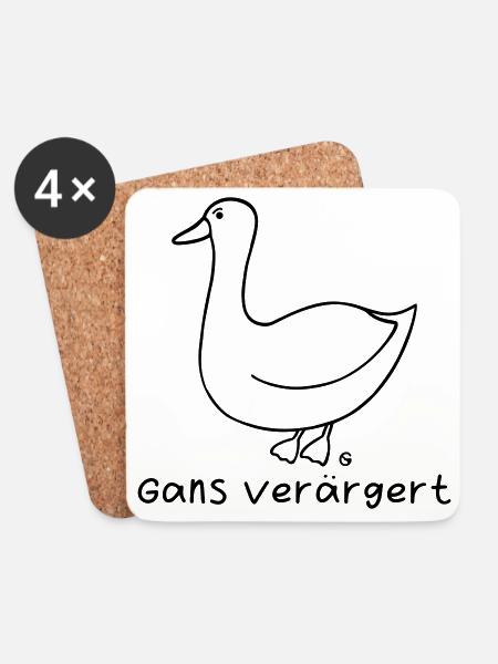 Gans verärgert - Untersetzer (4er-Set) - Weiß