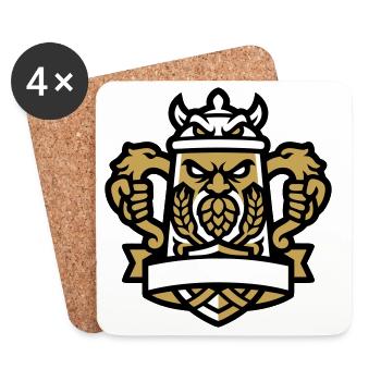 Bierkrieger Maskottchen Wappen - Untersetzer (4er-Set) - Weiß - Vorne