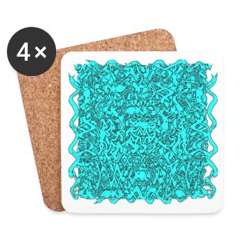 Kaleidoskop Turquoise Muster - Untersetzer (4er-Set) - Weiß - Vorne