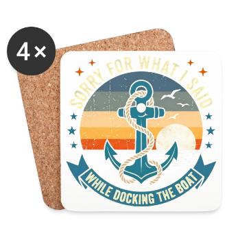 Funny Boat Docking Humor: Vintage Anchor Apology T - Untersetzer (4er-Set) - Weiß - Vorne
