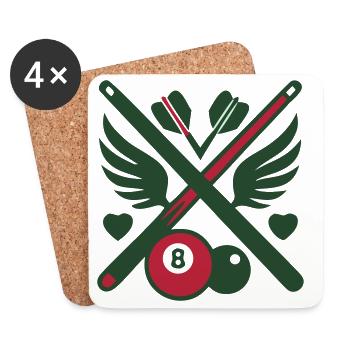 Billard Queue Fluegel Logo - Untersetzer (4er-Set) - Weiß - Vorne