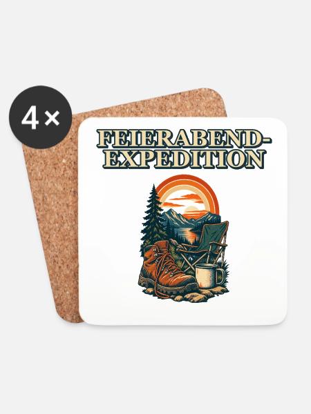 Feierabend-Expedition - Untersetzer (4er-Set) - Weiß
