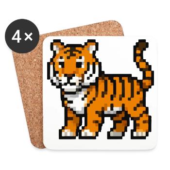 Pixel-Tiger Junges Retro Pixelkunst - Untersetzer (4er-Set) - Weiß - Vorne
