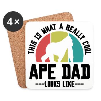 Affe Papa Spruch Retro Style - Untersetzer (4er-Set) - Weiß - Vorne