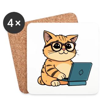 Coding Cat - Untersetzer (4er-Set) - Weiß - Vorne