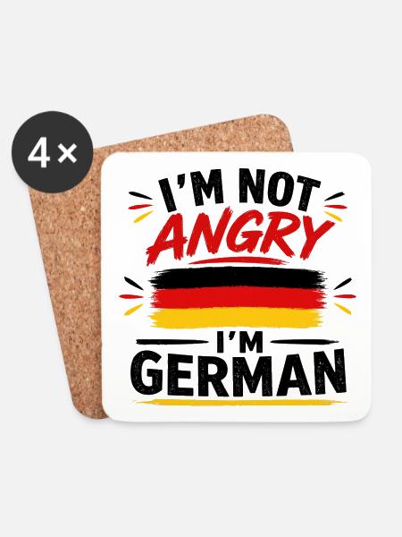 Ich bin nicht wütend, ich bin Deutscher. - Untersetzer (4er-Set) - Weiß