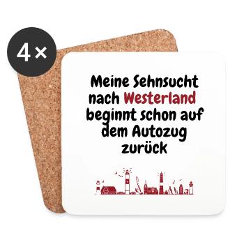 Sehnsucht nach Westerland beginnt auf den Autozug - Untersetzer (4er-Set) - Weiß - Vorne