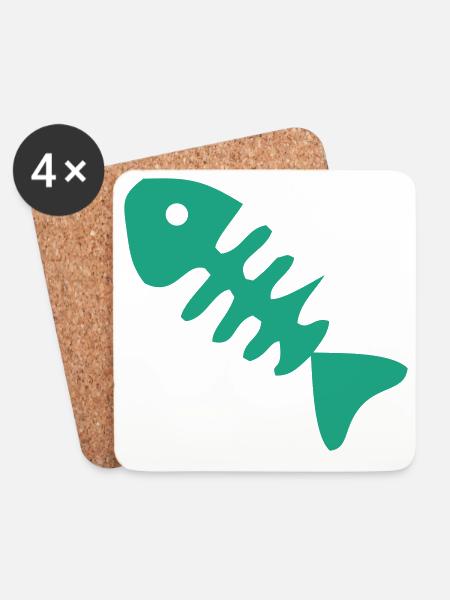 Gruene Fischgraete Icon - Untersetzer (4er-Set) - Weiß