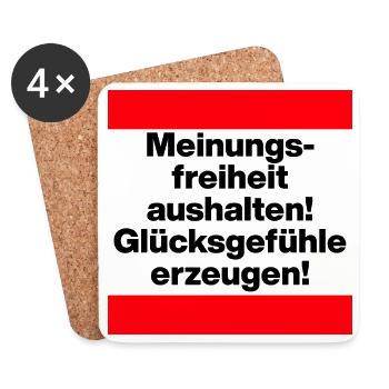 MEINUNGSFREIHEIT AUSHALTEN! GLÜCKSGEFÜHLE ERZEUGEN - Untersetzer (4er-Set) - Weiß - Vorne