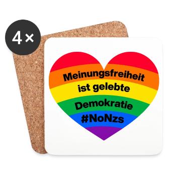 MEINUNGSFREIHEIT IST GELEBTE DEMOKRATIE. #NONNZS - Untersetzer (4er-Set) - Weiß - Vorne
