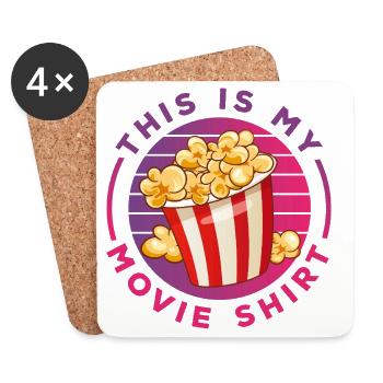 Das Ist Mein Filmshirt Popcorn Kino Motiv - Untersetzer (4er-Set) - Weiß - Vorne