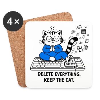 Alles löschen Behalte die Katze – Geek-Katze - Untersetzer (4er-Set) - Weiß - Vorne