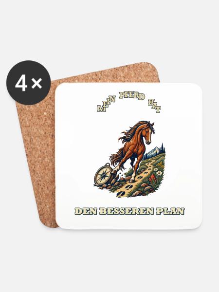 Mein Pferd hat den besseren Plan - Untersetzer (4er-Set) - Weiß