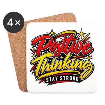 Positives Denken – Bleiben Sie stark – Positive Einstellung - Untersetzer (4er-Set) - Weiß - Vorne