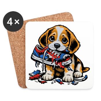 Beagle Zerstört Sneaker - Untersetzer (4er-Set) - Weiß - Vorne