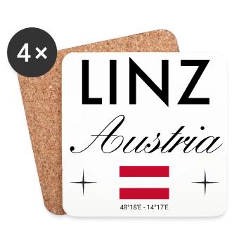 Linz Österreich Koordinaten Reise Souvenir - Untersetzer (4er-Set) - Weiß - Vorne