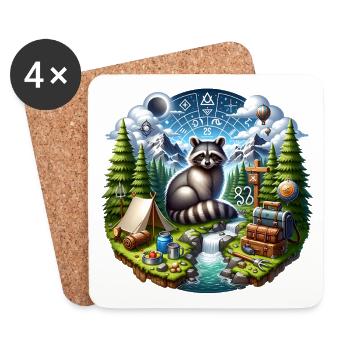 Outdoor Waschbär - Untersetzer (4er-Set) - Weiß - Vorne