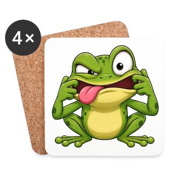 Frosch, der die Zunge herausstreckt - Untersetzer (4er-Set) - Weiß - Vorne