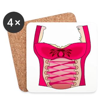 Damen Trachten Dirndl - Untersetzer (4er-Set) - Weiß - Vorne