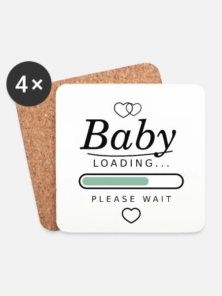 Baby Loading Minimal – Schwangerschaft - Untersetzer (4er-Set) - Weiß