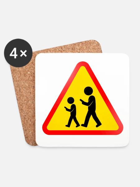 Warnschild – Smartphone-Nutzer - Untersetzer (4er-Set) - Weiß