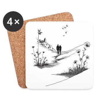 Couple hike - Untersetzer (4er-Set) - Weiß - Vorne