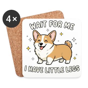 Corgi mit kurzen Beinen - Untersetzer (4er-Set) - Weiß - Vorne