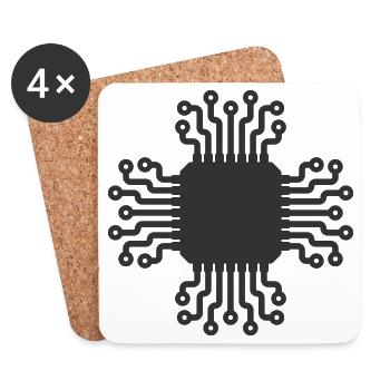 KI-Mikrochip-Schaltleitungssymbol - Untersetzer (4er-Set) - Weiß - Vorne