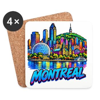 Montreal Neon Skyline Illustration - Untersetzer (4er-Set) - Weiß - Vorne