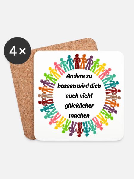 ANDERE ZU HASSEN MACHT DICH NICHT GLÜCKLICH NO AFD - Untersetzer (4er-Set) - Weiß