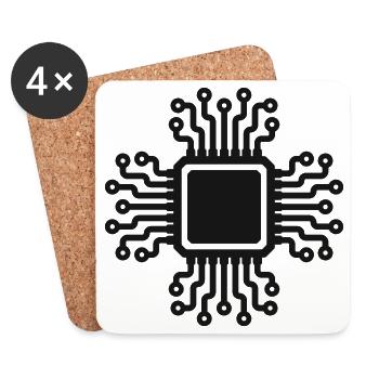 KI-Mikrochip-Schaltleitungssymbol - Untersetzer (4er-Set) - Weiß - Vorne