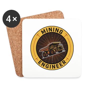Bergbauingenieur-Schwerlastwagen-Abzeichen-Geschenk - Untersetzer (4er-Set) - Weiß - Vorne