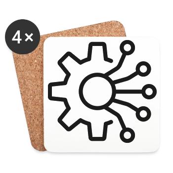 KI-Integration Zahnrad-Symbol - Untersetzer (4er-Set) - Weiß - Vorne